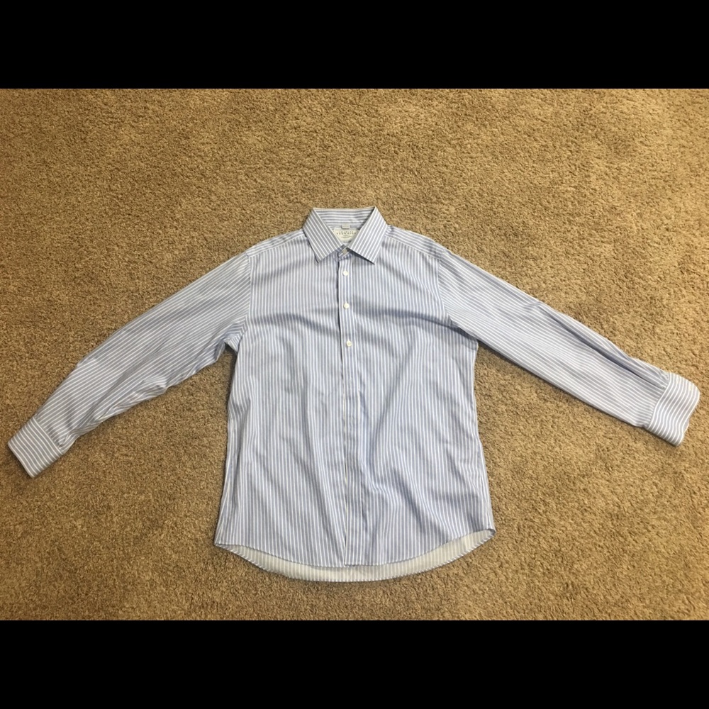 Charles Tyrwhitt 16.5 34 Slim Blue/White Stripes